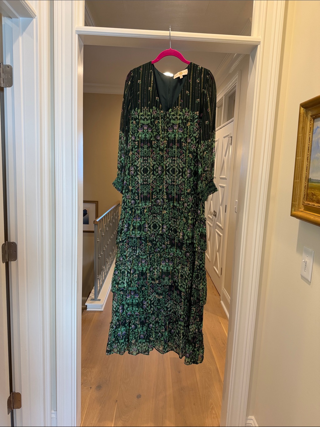 Anna Cate Boho Floral Green Maxi Dress - (Ls)